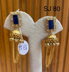 Fusion Blue Rectangle Tassel Earrings — original product photograph