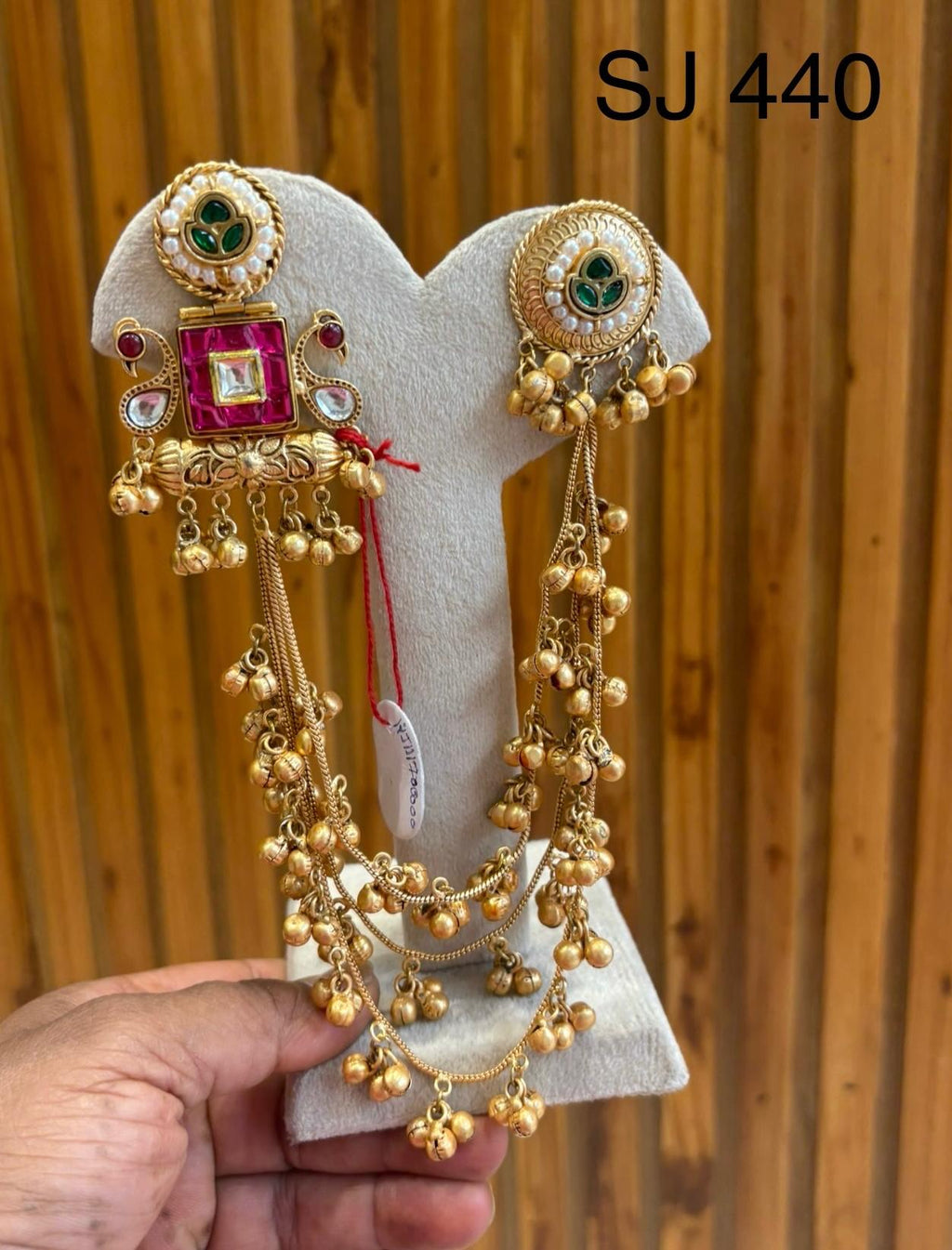 Fusion Red Square Chain Earrings — original product photograph