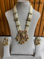Heritage White Bead Floral Pendant Set — original product photograph