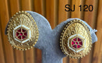Fusion Red Geometric Oval Stud Earrings — original product photograph