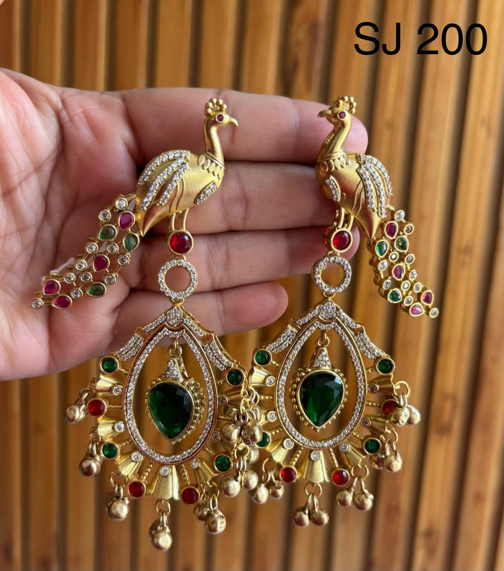 Fusion Peacock Green Teardrop Earrings — original product photograph