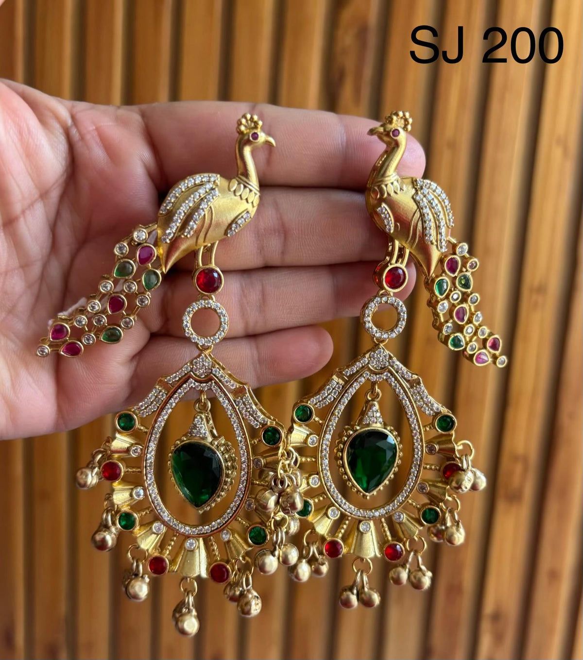 Fusion Peacock Green Teardrop Earrings — original product photograph