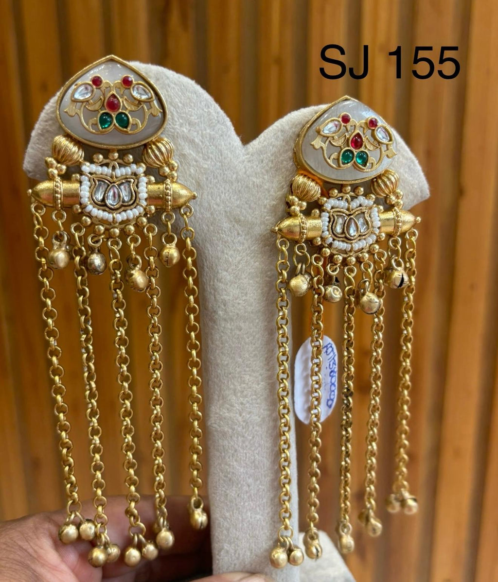 Fusion Red & Green Bell Tassel Earrings — original product photograph