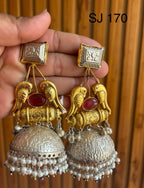 Fusion Peacock Silver-Tone Jhumka Earrings — original product photograph