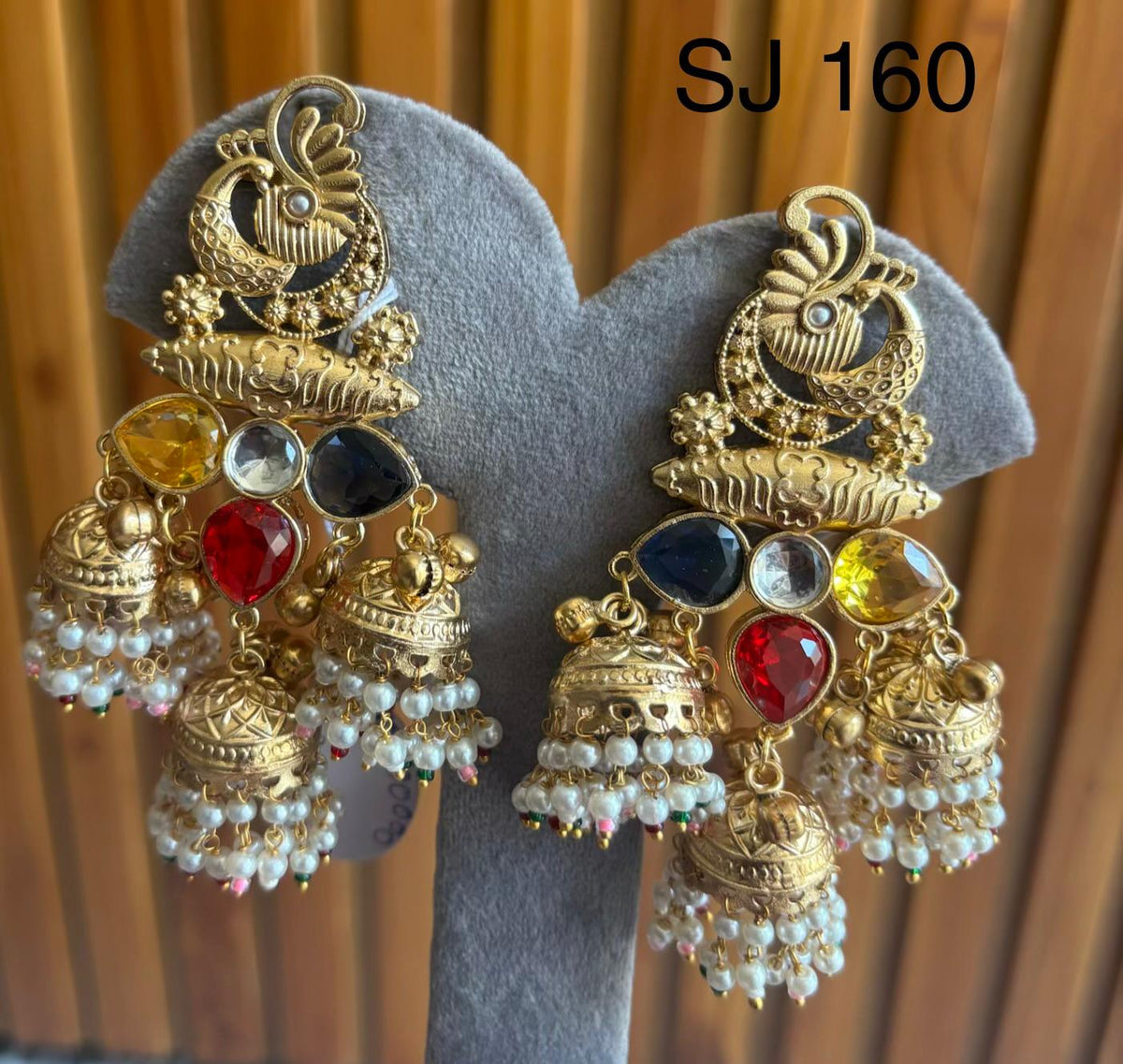 Fusion Multicolour Peacock Jhumka Earrings — original product photograph