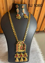 Kundan Temple Motif Long Necklace Set — original product photograph