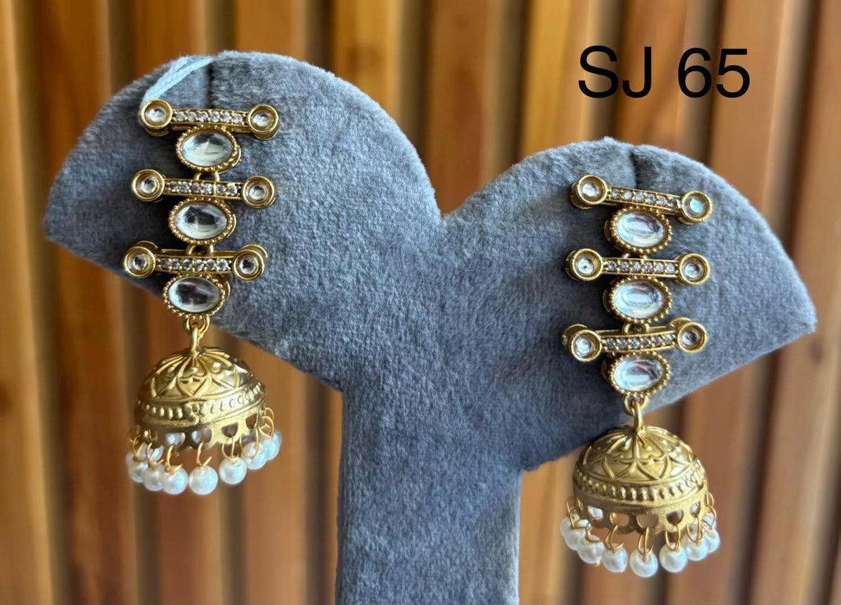 Fusion Clear Stone Link Jhumka Earrings — original product photograph