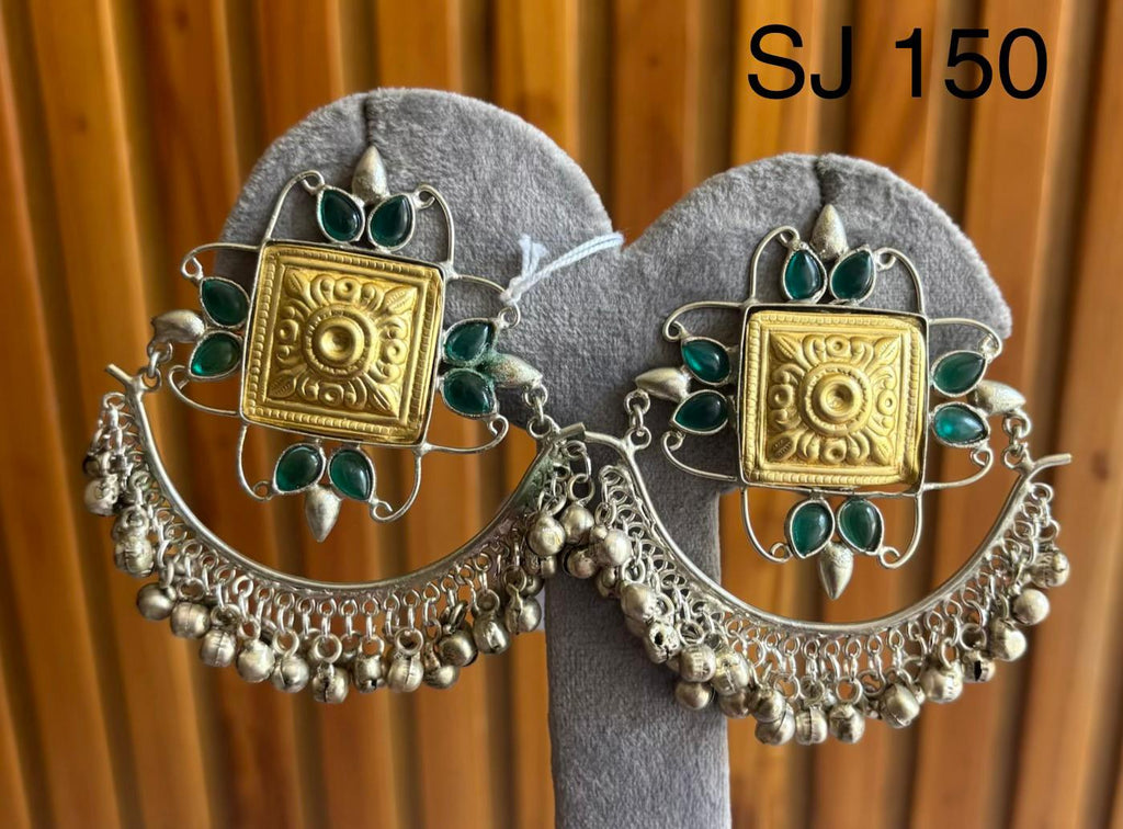 Fusion Green Bead Half-Moon Earrings — original product photograph