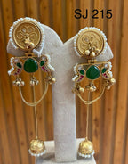 Fusion Coin & Green Hoop Earrings — original product photograph