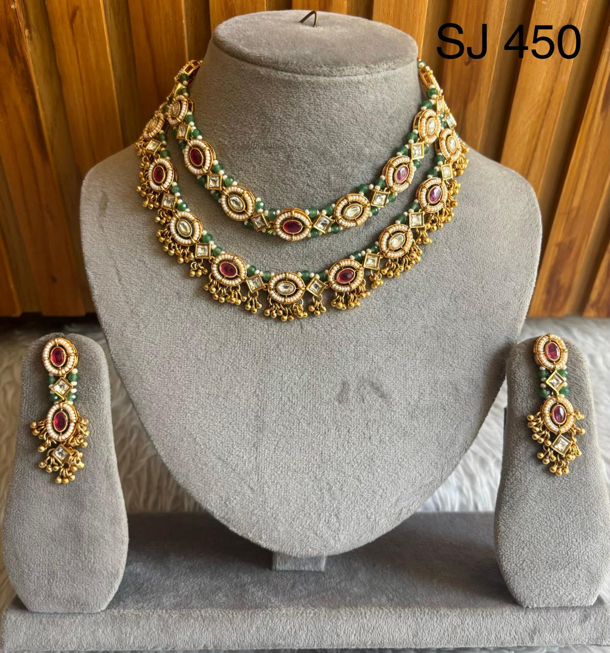 Heritage Red & Green Layered Necklace Set — original product photograph