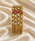 Antique Floral Stone Bangle Set — AI-styled studio view; compare with original photograph
