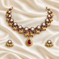 Fusion Red Teardrop Necklace Set — AI-styled studio view; compare with original photograph