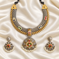 Fusion Round Pendant Layered Chain Set — AI-styled studio view; compare with original photograph