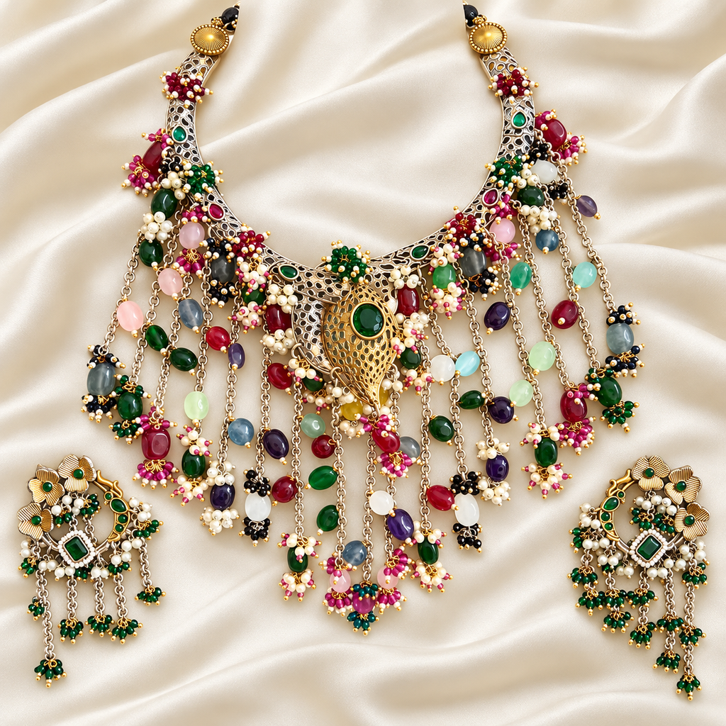 Fusion Multicolour Layered Bead Set — AI-styled studio view; compare with original photograph