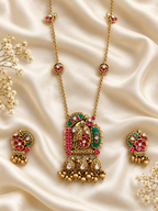 Heritage Red & Green Square Pendant Set — AI-styled studio view; compare with original photograph