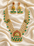 Kundan Green Bead Layered Necklace Set — AI-styled studio view; compare with original photograph