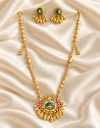 Kundan Green Medallion Chain Set — AI-styled studio view; compare with original photograph