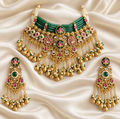 Heritage Green Bead Fringe Choker Set — AI-styled studio view; compare with original photograph