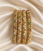 Antique Clear Stone Lattice Bangles — AI-styled studio view; compare with original photograph