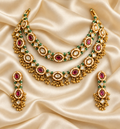 Heritage Red & Green Layered Necklace Set — AI-styled studio view; compare with original photograph
