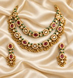 Heritage Red & Green Layered Necklace Set — AI-styled studio view; compare with original photograph