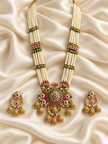 Heritage White Bead Floral Pendant Set — AI-styled studio view; compare with original photograph