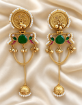 Fusion Coin & Green Hoop Earrings — AI-styled studio view; compare with original photograph
