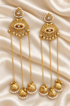 Fusion Clear Stone Chain Jhumka Earrings — AI-styled studio view; compare with original photograph