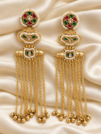 Fusion Floral Mirror Chain Earrings — AI-styled studio view; compare with original photograph