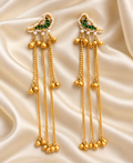Fusion Green Half-Moon Chain Earrings — AI-styled studio view; compare with original photograph