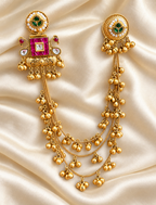 Fusion Red Square Chain Earrings — AI-styled studio view; compare with original photograph