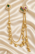 Fusion Green Motif Chain Earrings — AI-styled studio view; compare with original photograph