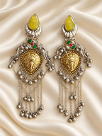 Fusion Yellow Teardrop Tassel Earrings — AI-styled studio view; compare with original photograph