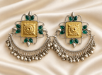 Fusion Green Bead Half-Moon Earrings — AI-styled studio view; compare with original photograph