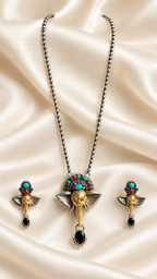 Fusion Multicolour Black Bead Pendant Set — AI-styled studio view; compare with original photograph
