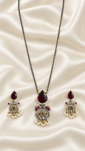 Fusion Purple Teardrop Black Bead Set — AI-styled studio view; compare with original photograph