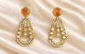 Fusion Amber Oval Drop Earrings — AI-styled studio view; compare with original photograph