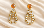 Fusion Amber Oval Drop Earrings — AI-styled studio view; compare with original photograph