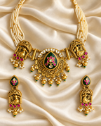 Heritage Paisley Motif Necklace Set — AI-styled studio view; compare with original photograph