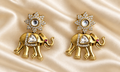 Fusion Elephant Motif Drop Earrings — AI-styled studio view; compare with original photograph