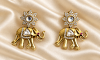 Fusion Elephant Motif Drop Earrings — AI-styled studio view; compare with original photograph