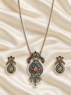 Fusion Filigree Long Pendant Set — AI-styled studio view; compare with original photograph