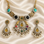 Fusion Yellow & Green Pendant Necklace Set — AI-styled studio view; compare with original photograph