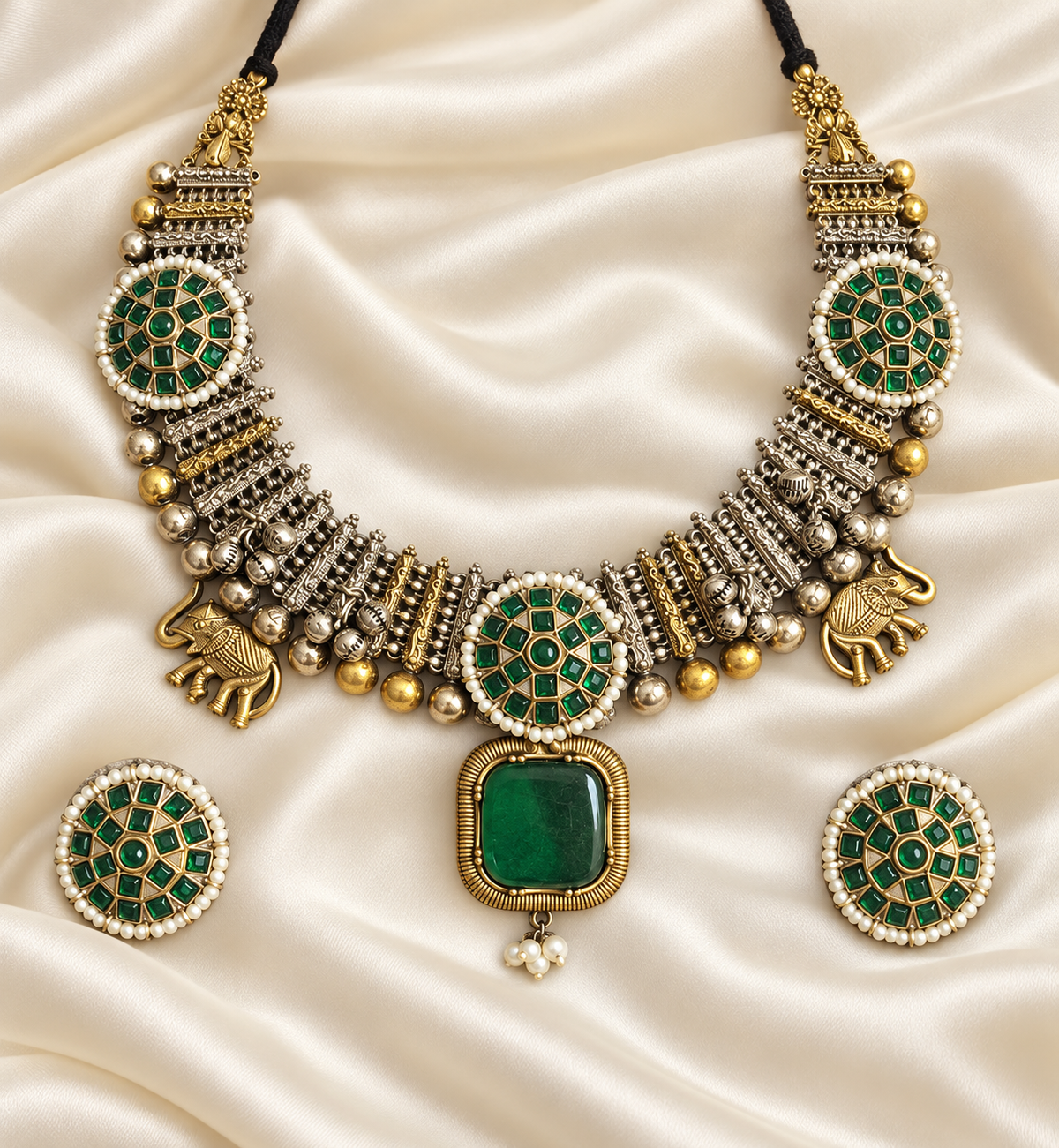 Fusion Green Geometric Statement Set — AI-styled studio view; compare with original photograph