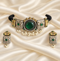 Fusion Green Round Panel Choker Set — AI-styled studio view; compare with original photograph