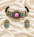 Fusion Pink Round Panel Choker Set — AI-styled studio view; compare with original photograph