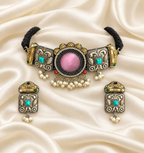 Fusion Pink Round Panel Choker Set — AI-styled studio view; compare with original photograph