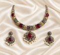 Fusion Burgundy Pendant Necklace Set — AI-styled studio view; compare with original photograph
