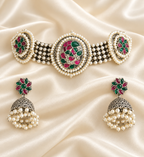 Fusion Round Floral Choker Set — AI-styled studio view; compare with original photograph