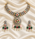 Fusion Bead Fringe Pendant Set — AI-styled studio view; compare with original photograph